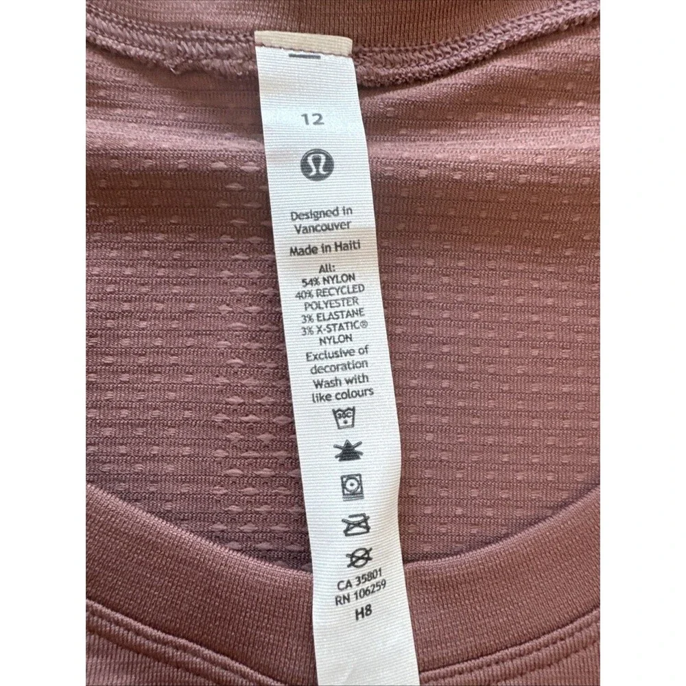 Lululemon Swiftly Tech Long Sleeve 2.0 Size 12 Spiced Chai SCHI 57214 NEW